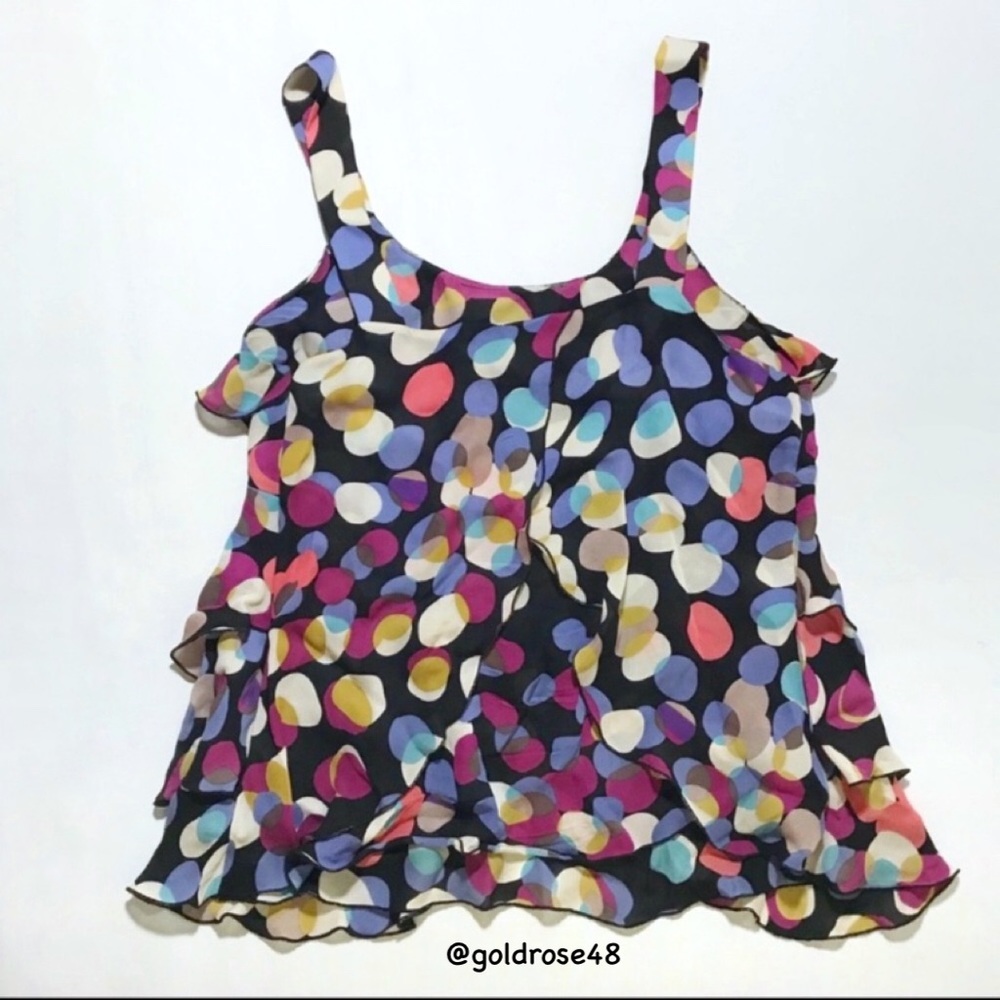 Anthropologie Odille Followspot 100% silk ruffle top - Picture 2 of 7
